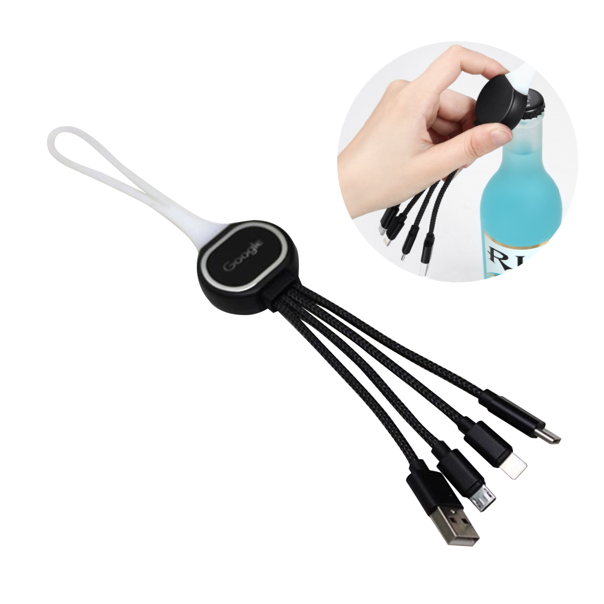 3-in-1 Charging Cable with Bottle Opener
